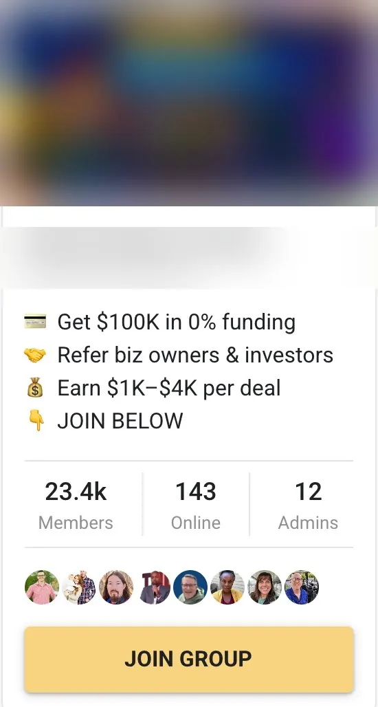 Free Skool community card with 23.4k members, 143 online and 12 admins